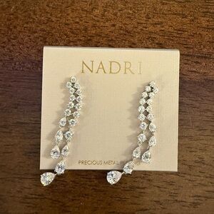 NEVER WORN - Nadri Silver Crystal Drop Earrings - White